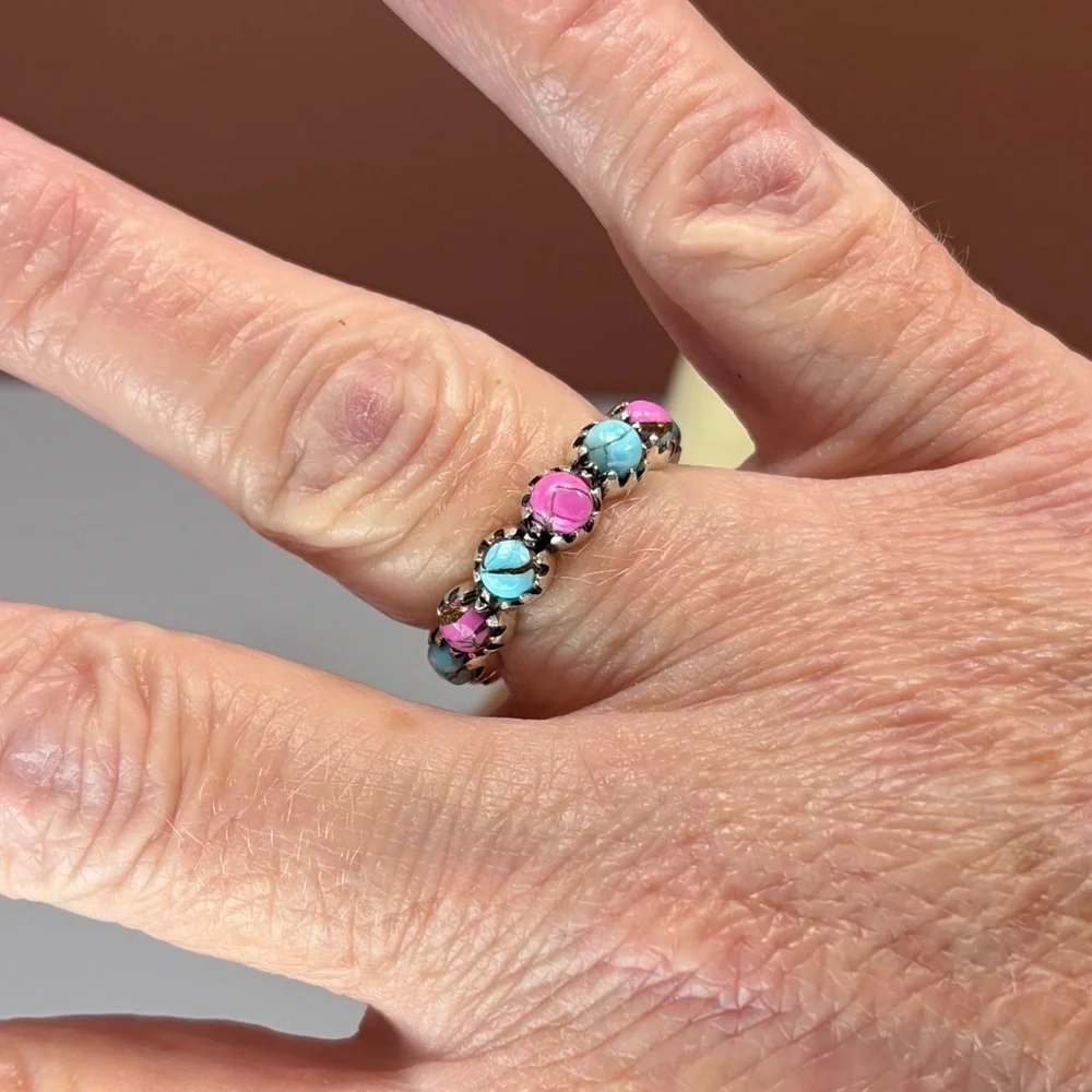 925 Sterling Silver Kingman Cotton Candy Eternity Ring